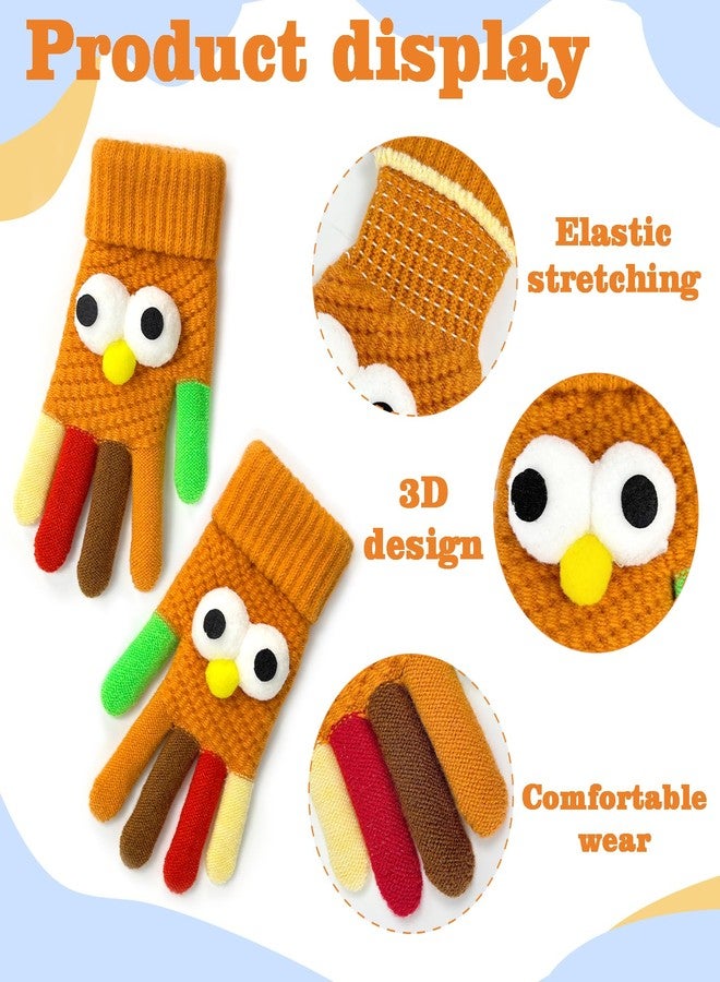 Dkomekii Thanksgiving Turkey Gloves for Running Turkey Trot Gear Knitted Glove - Image 5